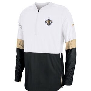 New Orleans Saints Nike Sideline Coaches Half-Zip  Jacket - White/Black Large